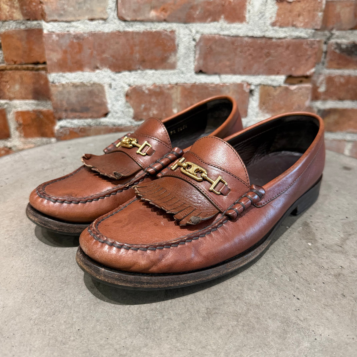 CELINE FRINGE TASSEL LUCO LEATHER LOAFERS ‘BROWN’