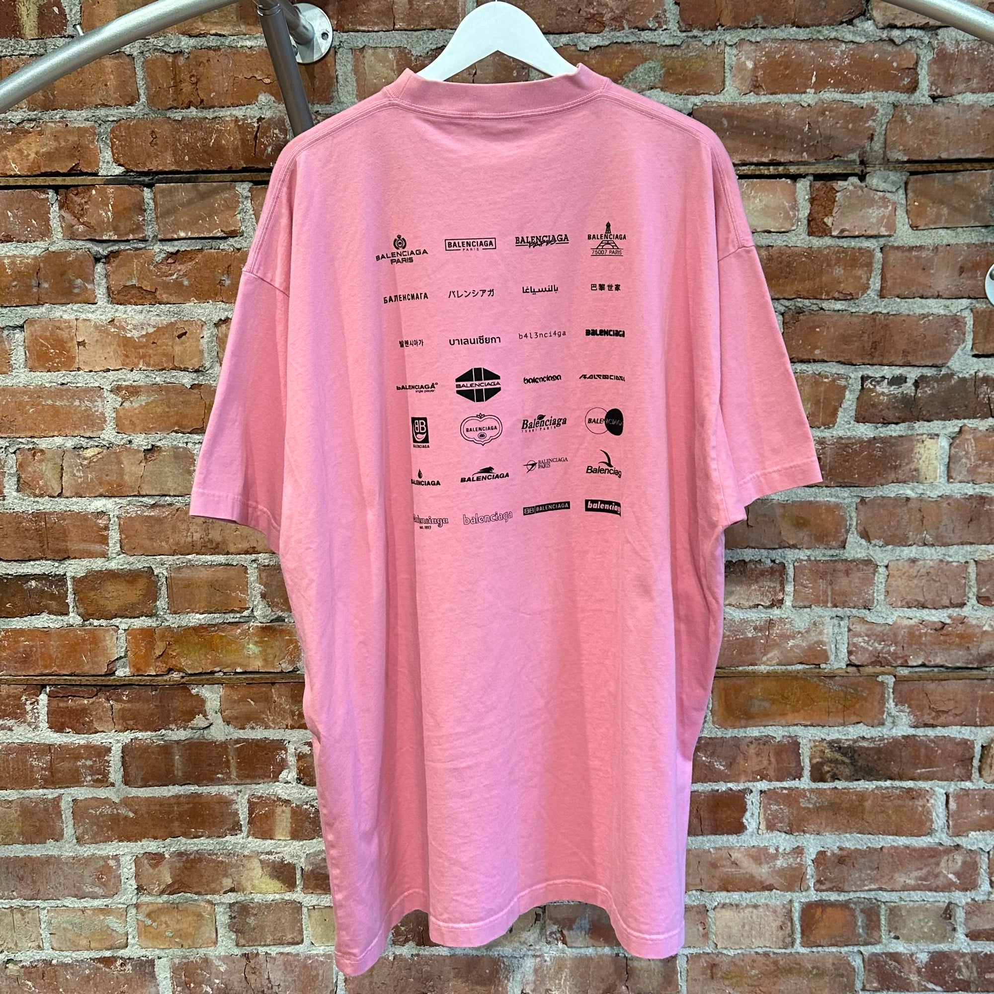 BALENCIAGA SS22 MULTI LOGO OVERSIZED TEE ‘PINK’