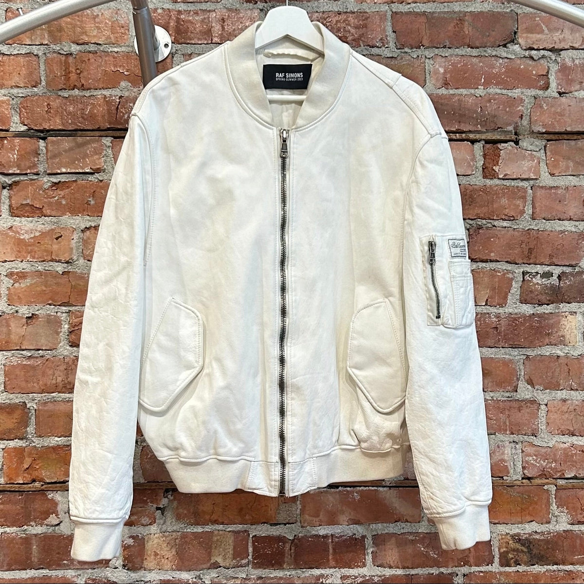 RAF SIMONS SS23 LEATHER SMALL BOMBER JACKET ‘WHITE’
