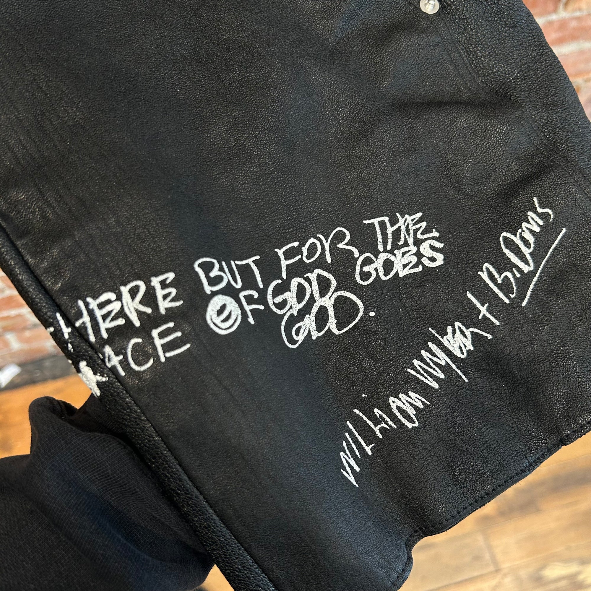 PALY HOLLYWOOD SS26 HOLY MOUNTAIN PAINTED LEATHER SHORTS ‘BLACK’