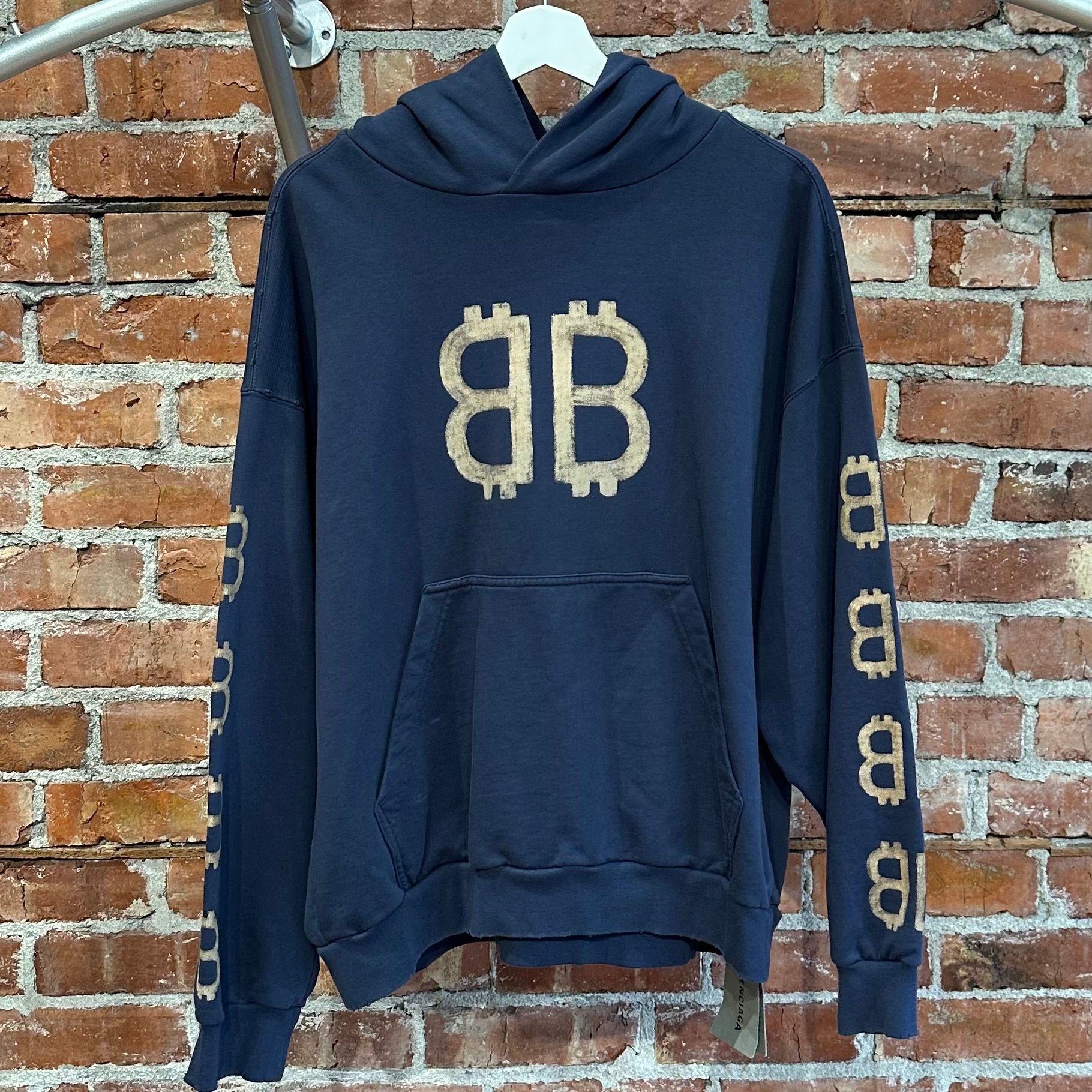 BALENCIAGA FW24 BB CRYPTO LOGO HOODIE ‘NAVY’