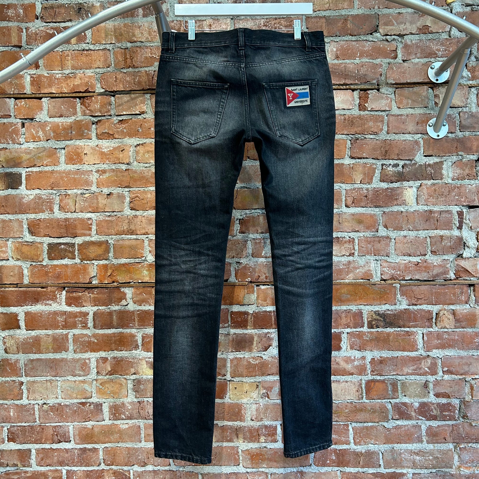 SAINT LAURENT AW16 UNIVERSITÉ PATCH D02 DENIM ‘VNTG BLACK’