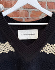 ANDERSON BELL STRIPED V-NECK SWEATER VEST ‘BLACK/WHITE’
