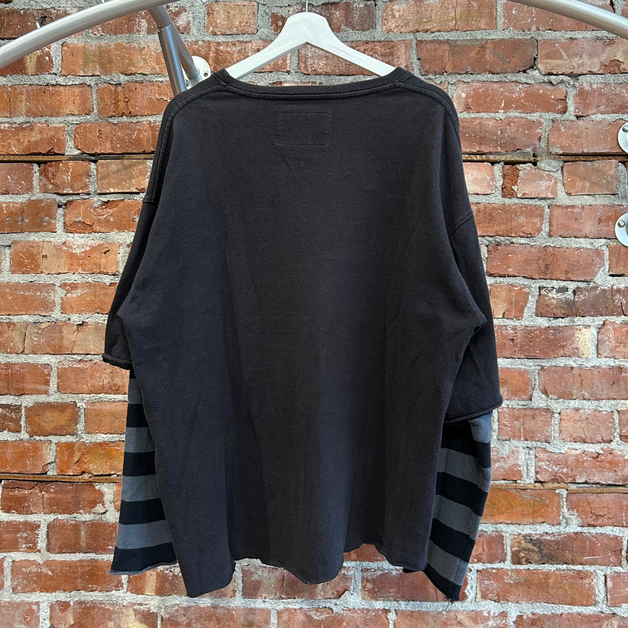 MIDNIGHT STUDIOS DUAL LAYERED STRIPED LONG SLEEVE ‘BLACK/GRAY’