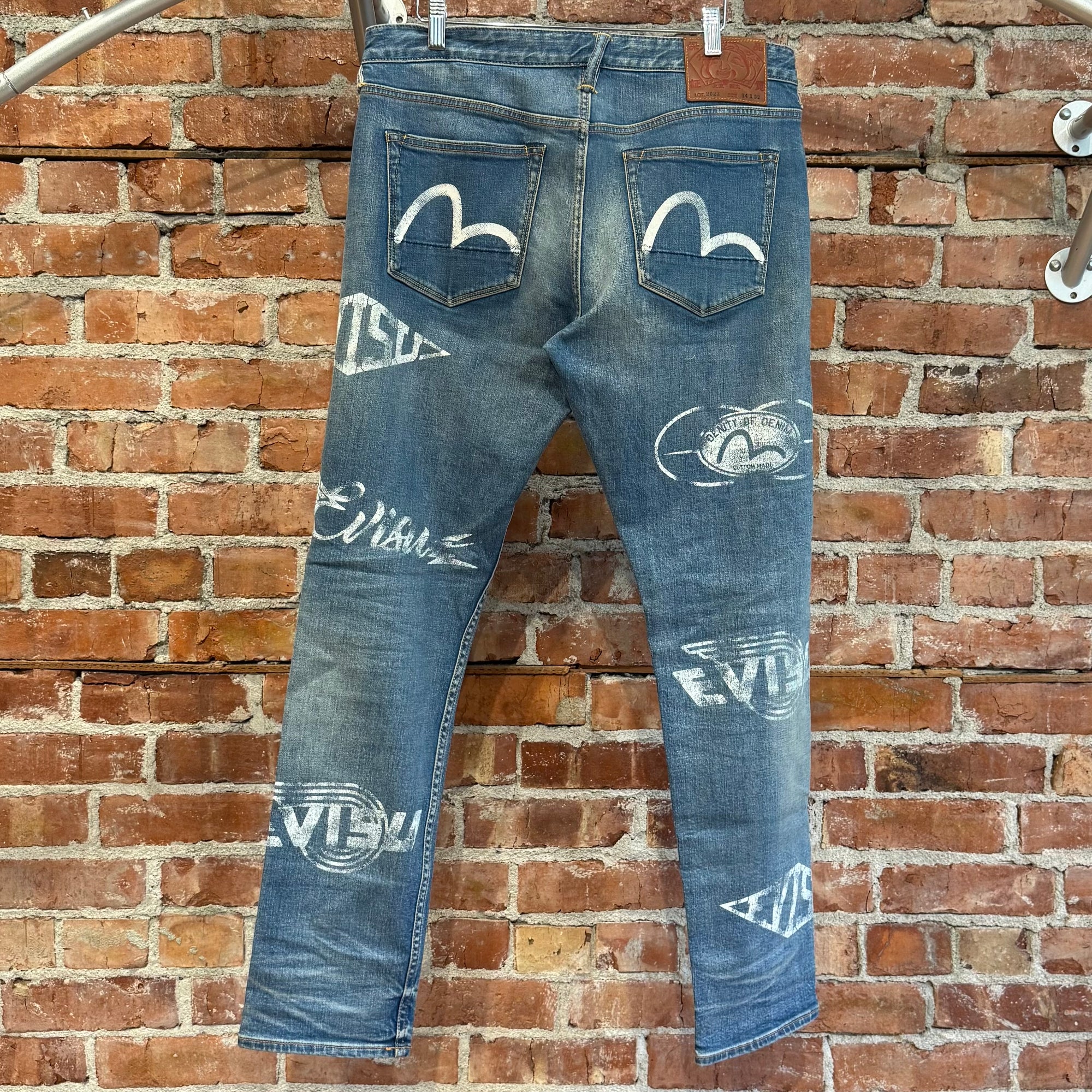 EVISU LOT 2023 GRAFFITI PRINT DENIM ‘BLUE/WHITE’