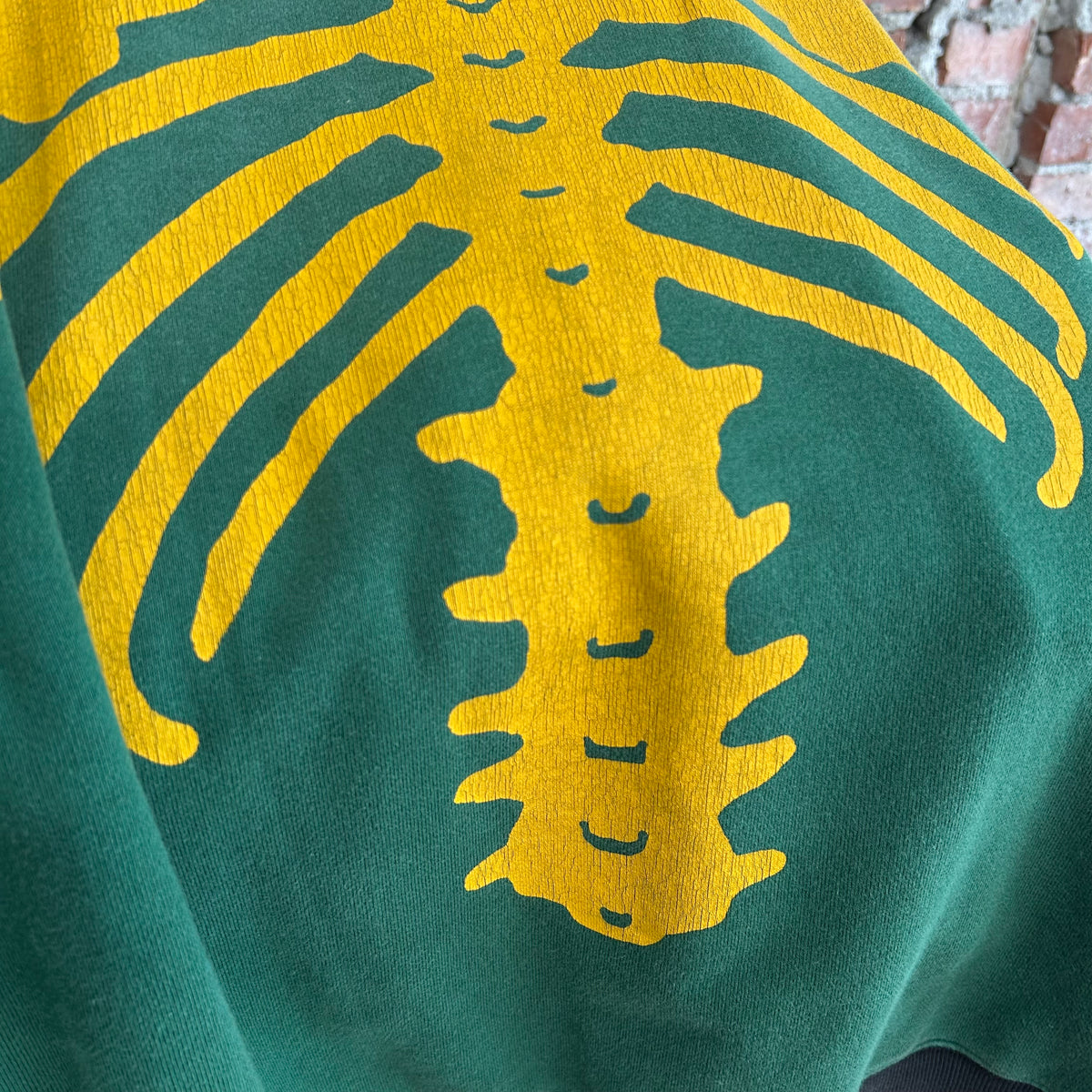 KAPITAL KOUNTRY OVERSIZED 2-TONE BONES CREWNECK ‘GREEN/YELLOW’