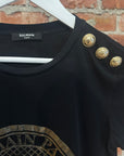 BALMAINS GOLD BUTTON SHIRT ‘BLACK’
