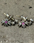 CHROME HEARTS TINY-E PINK SAPPHIRE EARRINGS ‘SILVER’