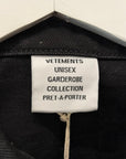 VETEMENTS SS19 RHINESTONE EMBELLISHED DENIM OVERSHIRT ‘BLACK’