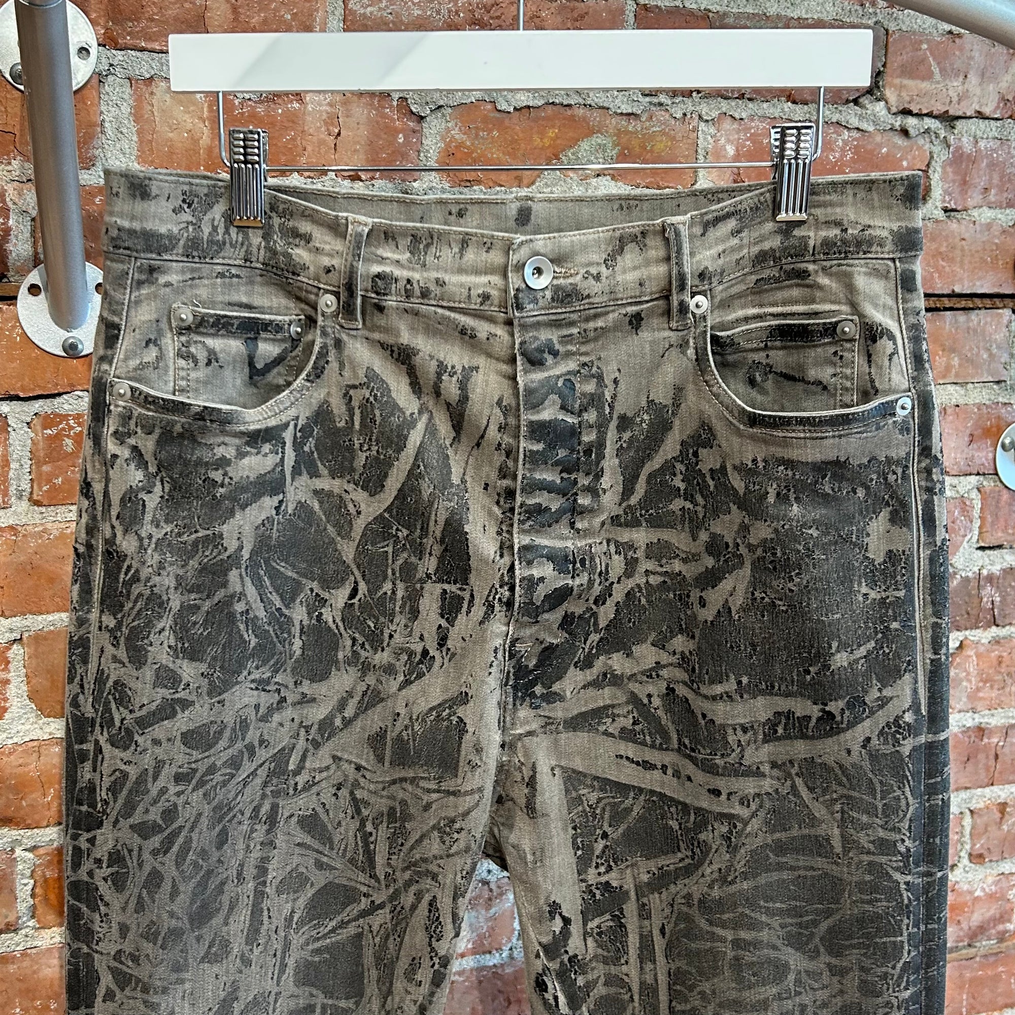RICK OWENS FW25 BOLAN BOOT CUT DENIM ‘BLACK WASHED FOIL’
