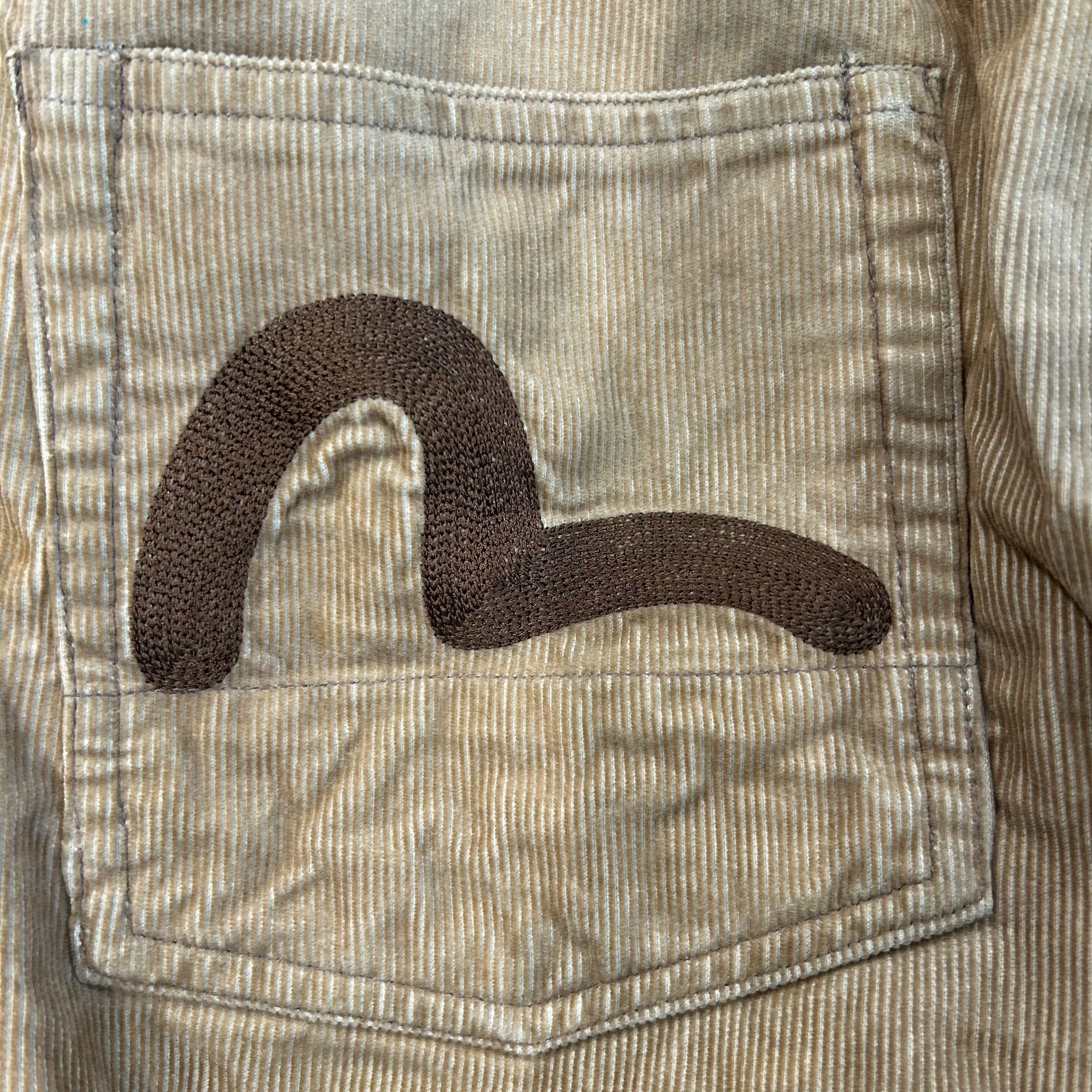 EVISU CORDUROY CHAINSTITCH SHORTS 'TAN'