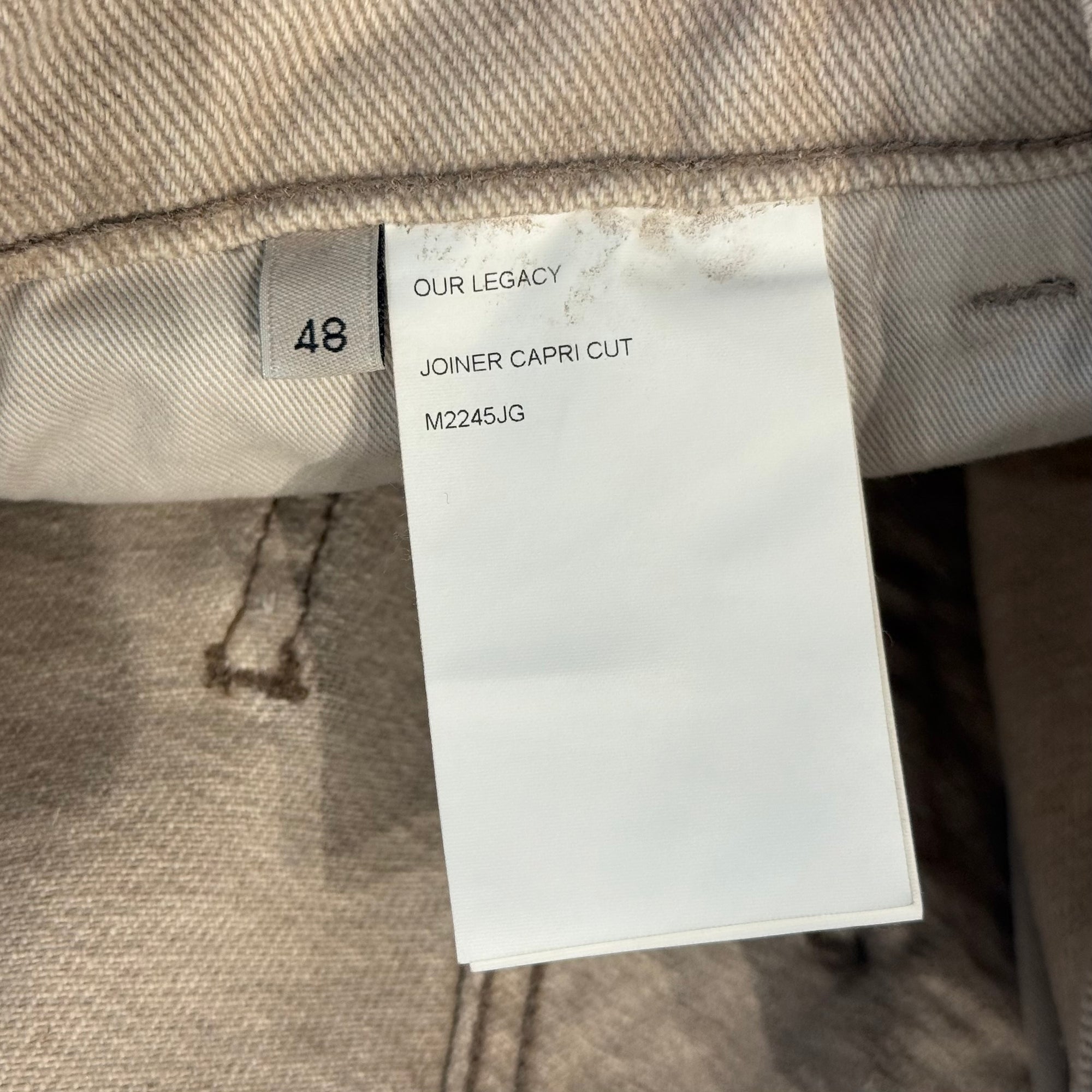 OUR LEGACY PAINTER JOINER CAPRI CUT SHORTS ‘SAND’