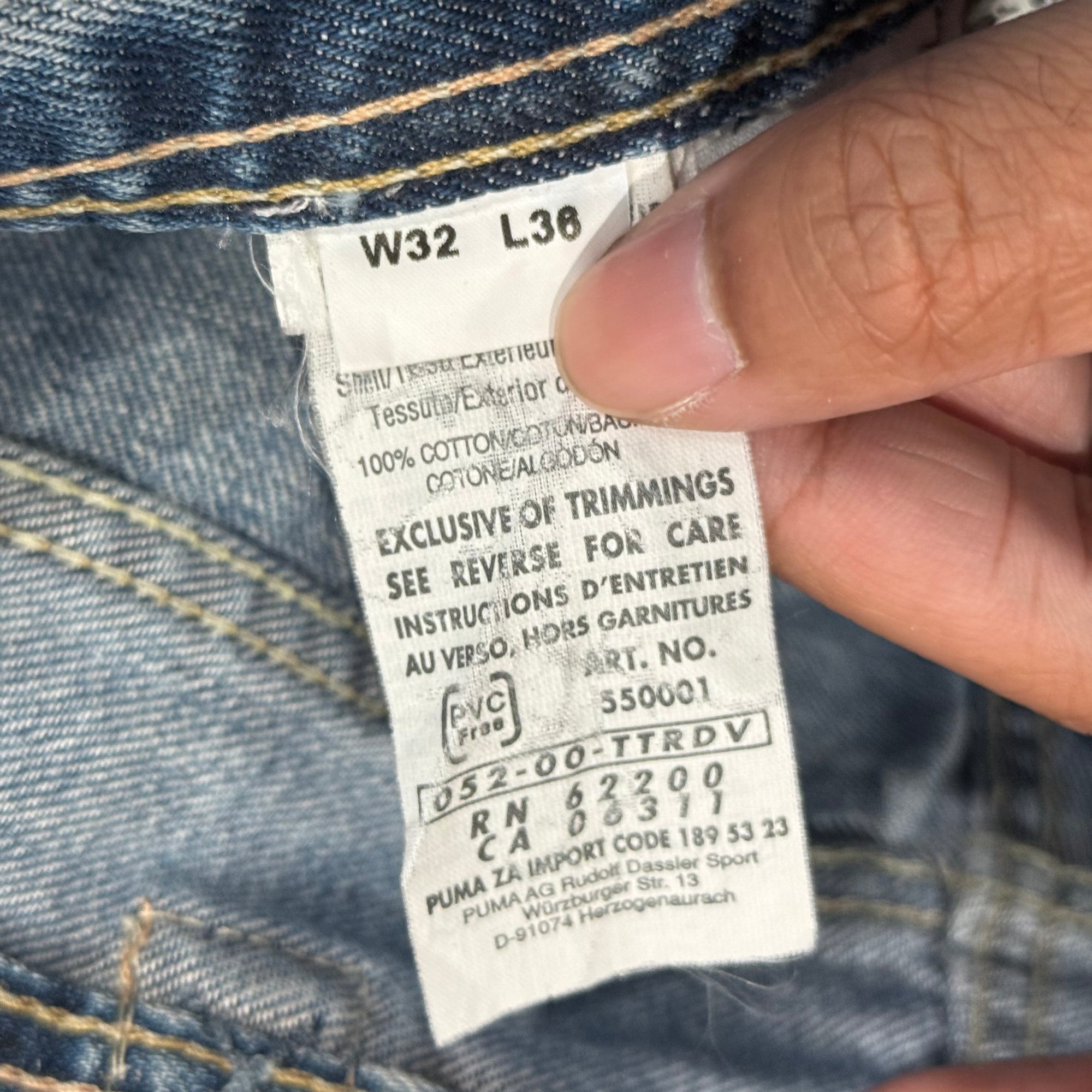 EVISU X PUMA THRASHED STRAIGHT LEG DENIM 'BLUE/MINT'