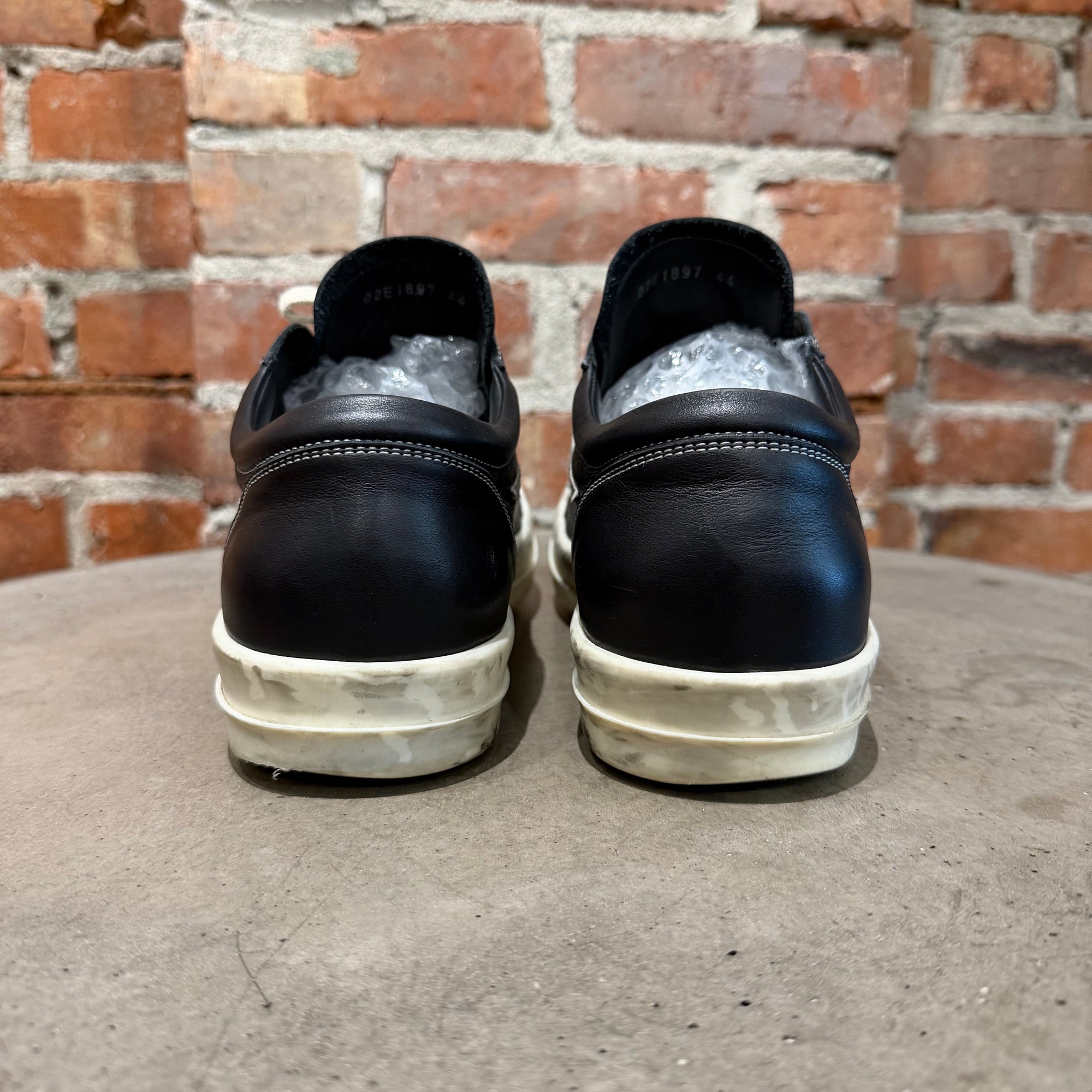 RICK OWENS MAINLINE LEATHER VINTAGE SNEAKERS ‘BLACK’