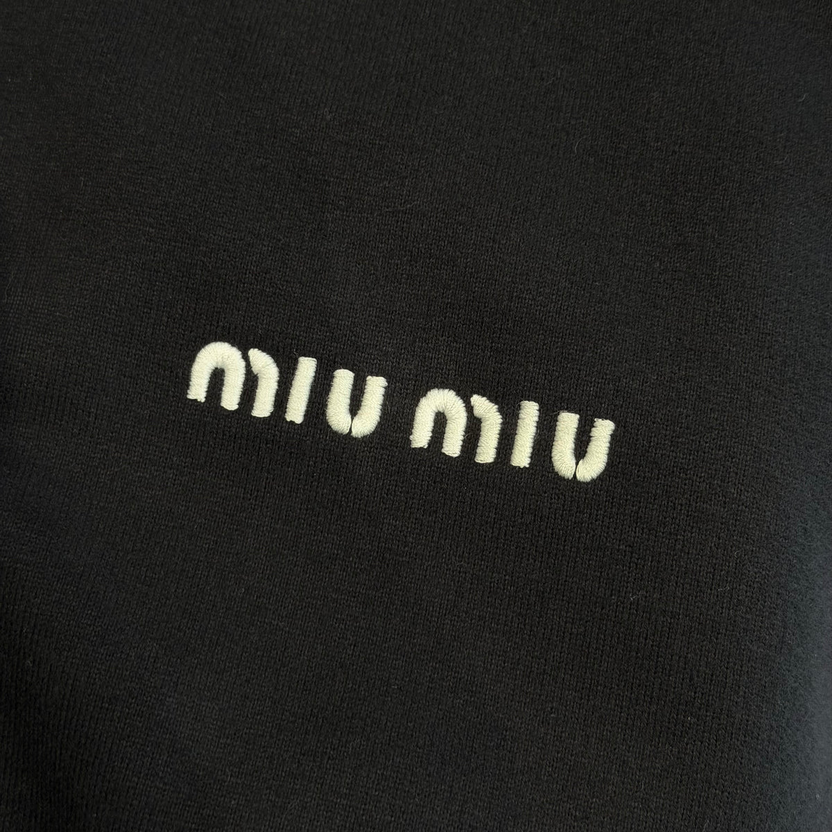 MIU MIU FW25 COTTON FLEECE QUARTER ZIP ‘BLACK’
