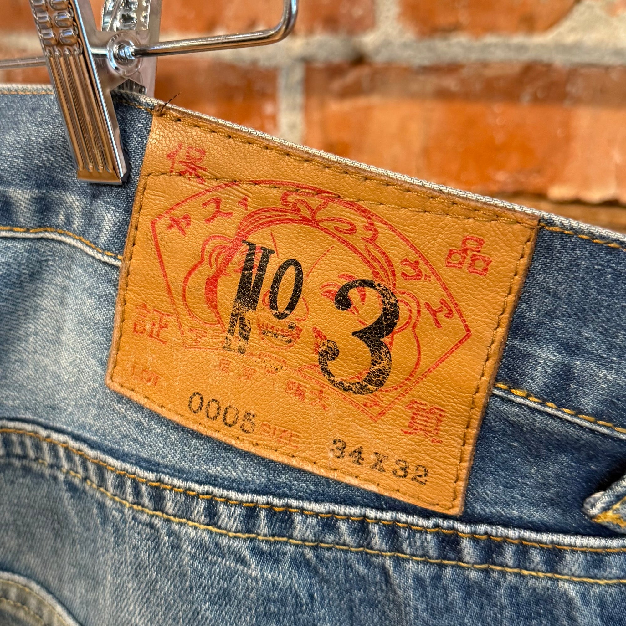 EVISU LOT 005 OFFSET GULL PRINT DENIM ‘BLUE/IVORY’