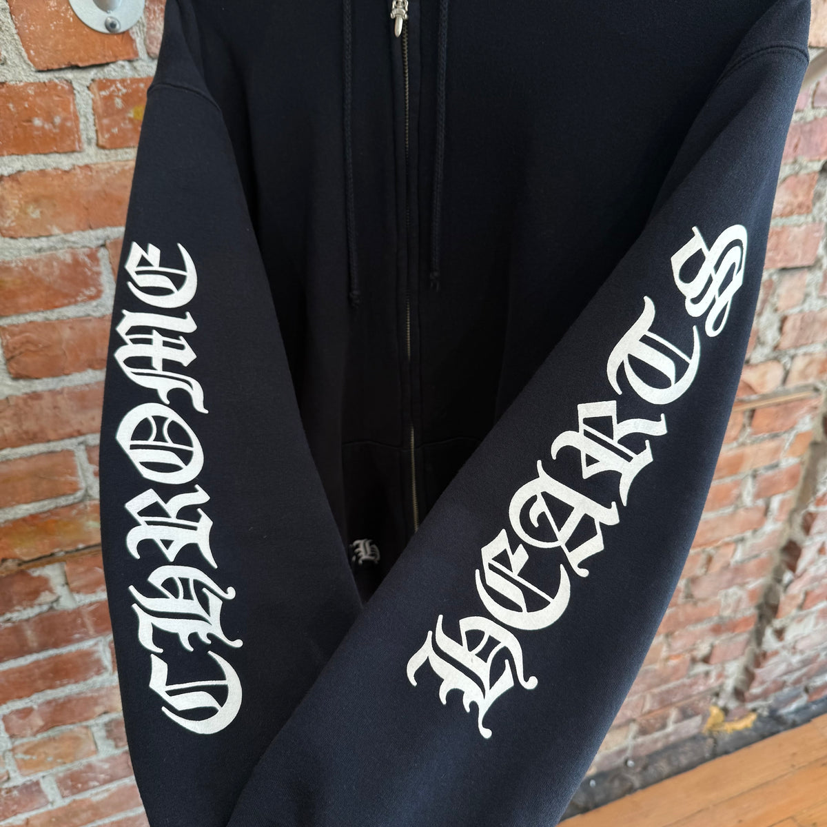 CHROME HEARTS VINTAGE THERMAL HORSESHOE ZIP HOODIE ‘BLACK’