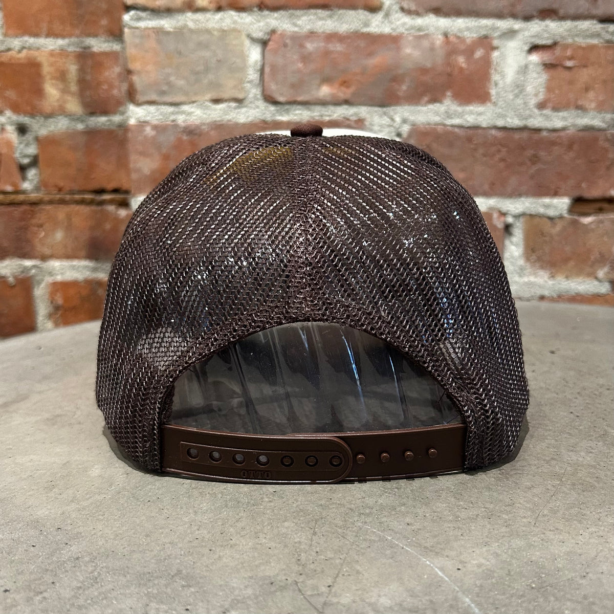 KAPITAL DENIM REPAIR TRUCKER HAT ‘BROWN’