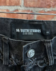 NO FAITH STUDIOS FRAYED FLAIRED JEANS ‘GREY’