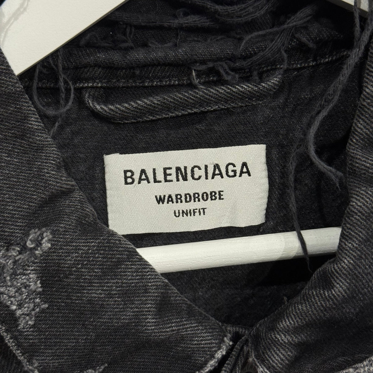 BALENCIAGA FW22 3B DISTRESSED DENIM JACKET ‘BLACK’