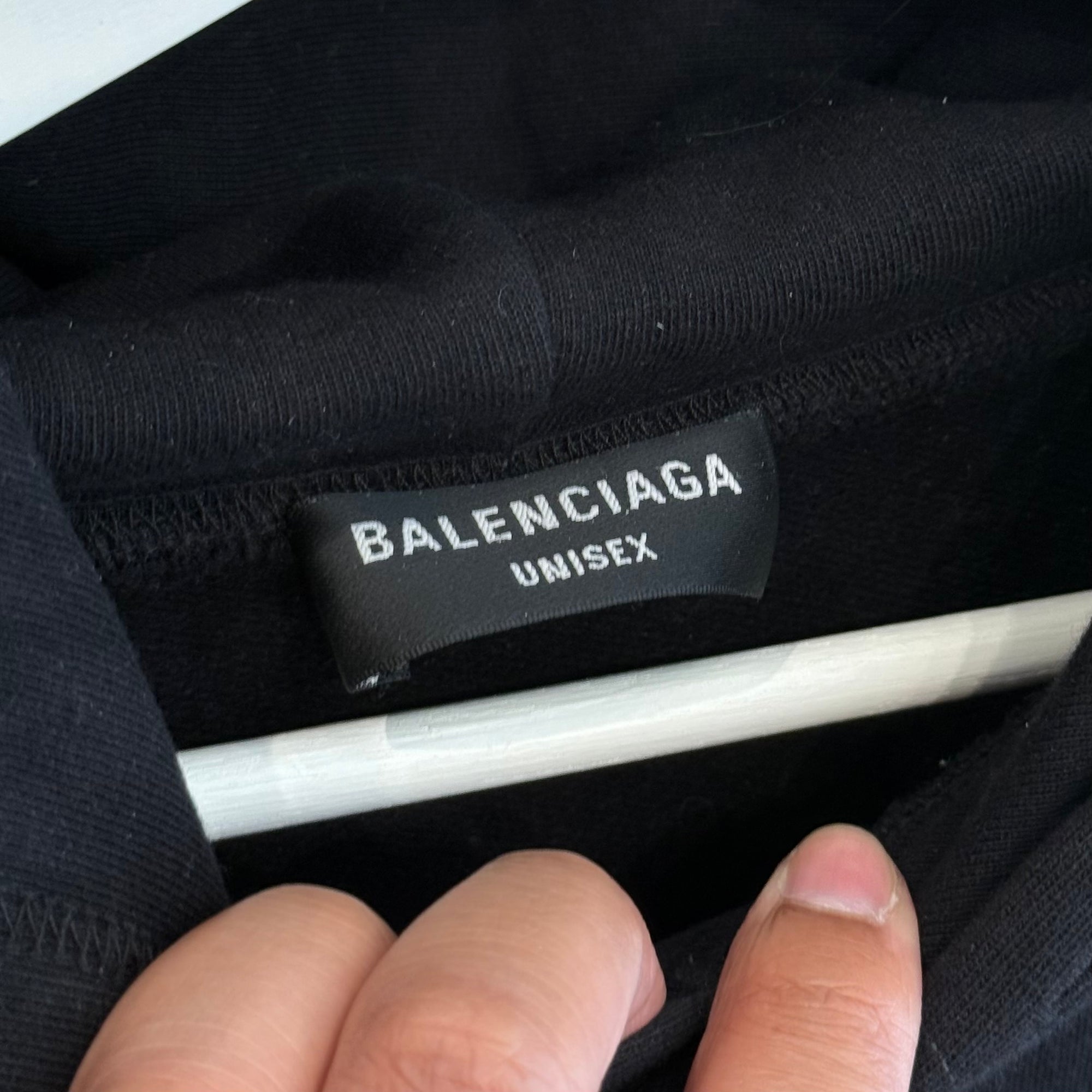 BALENCIAGA FW22 TURNOVER LOGO HOODIE ‘BLACK’