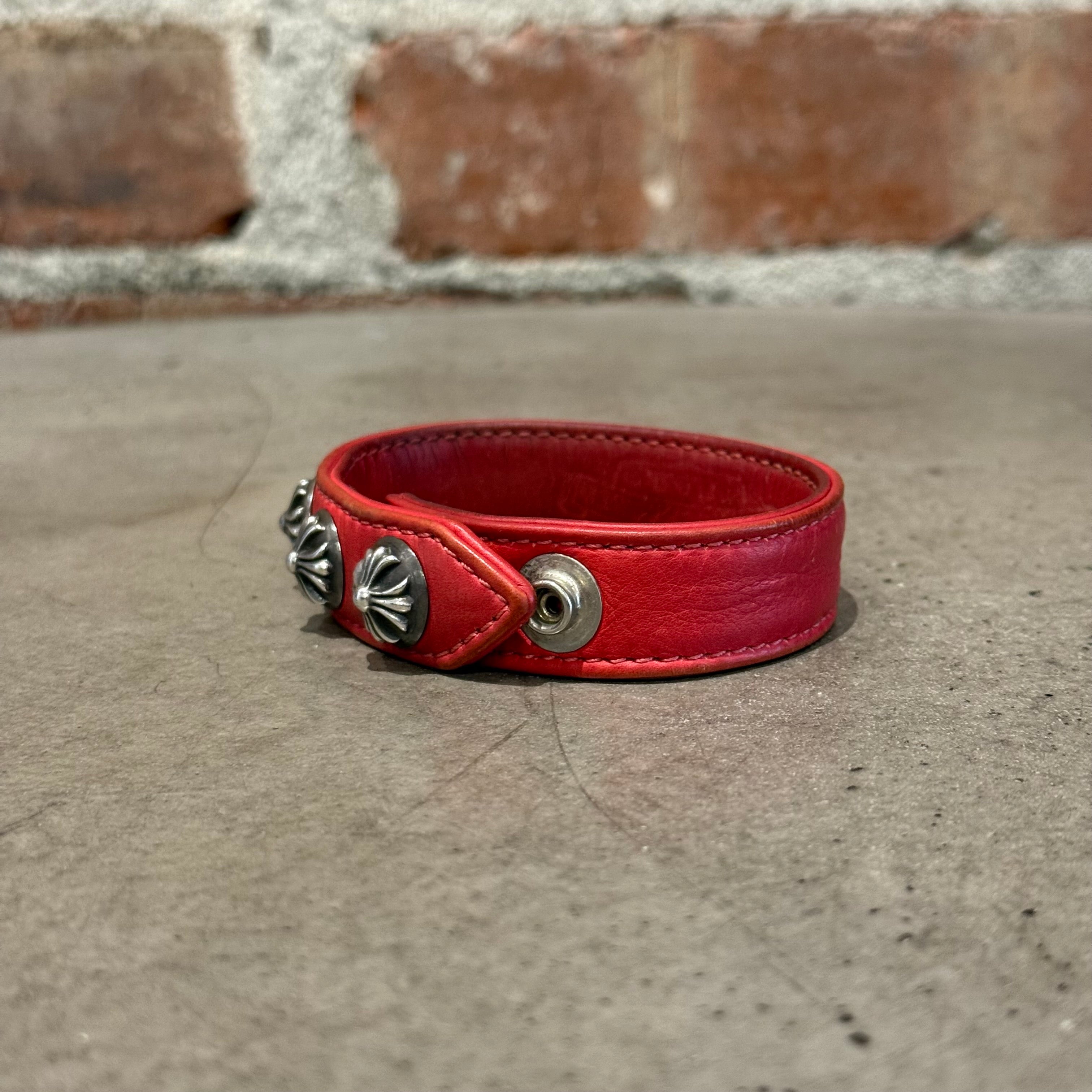 CHROME HEARTS CROSSBALL LEATHER BRACELET 'RED' – Sadō Room