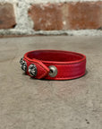 CHROME HEARTS CROSSBALL LEATHER BRACELET ‘RED’
