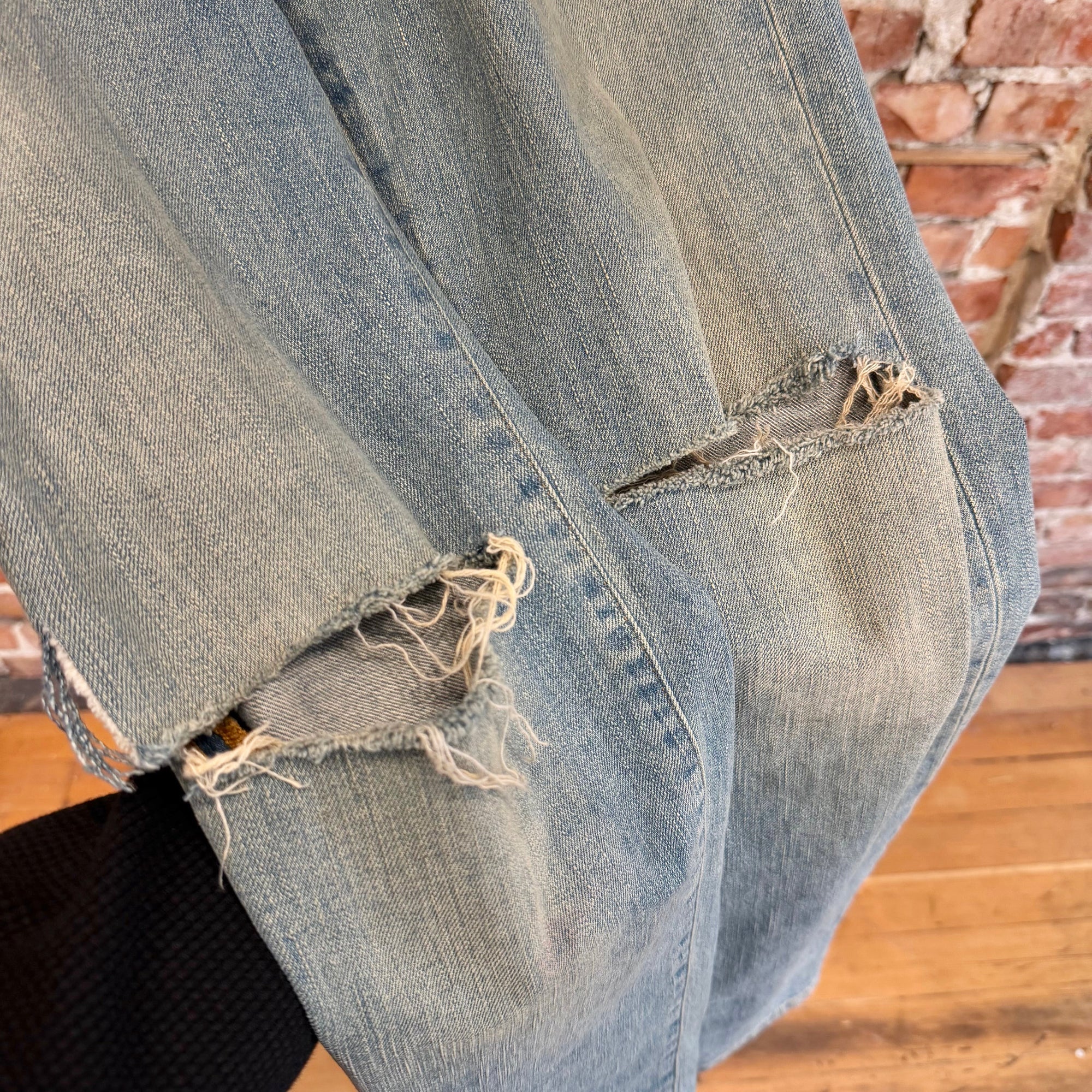 SAINT LAURENT SS15 D02 KNIFE CUT DENIM ‘MUD WASH BLUE’