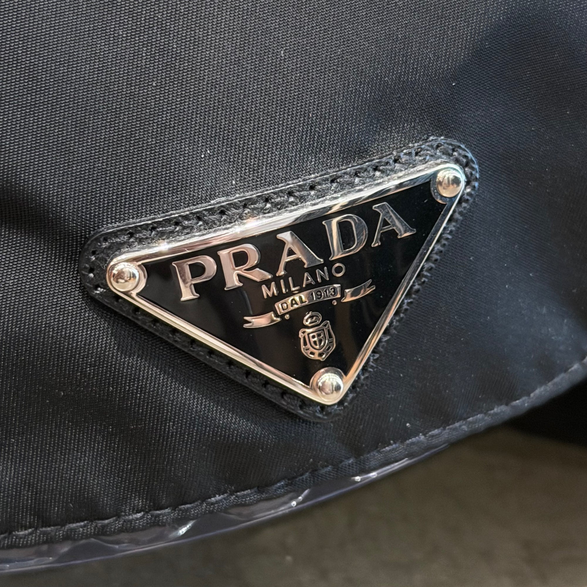 PRADA RE-NYLON BADGE BASEBALL CAP ‘BLACK’