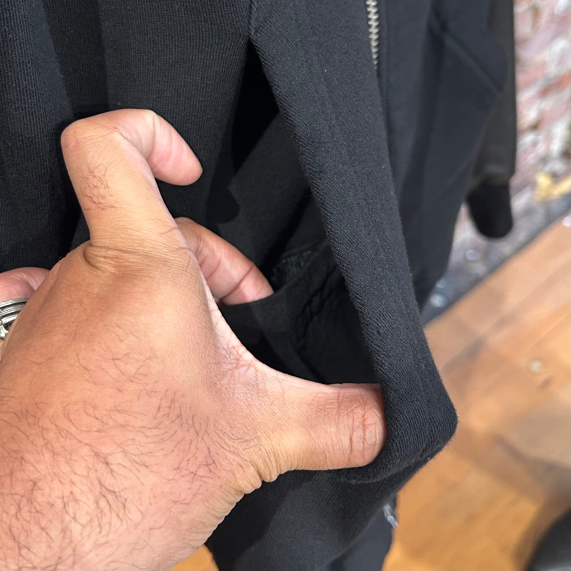 RICK OWENS SS15 DRKSHDW HYBRID LEATHER MOUNTAIN ZIP JACKET ‘BLACK’