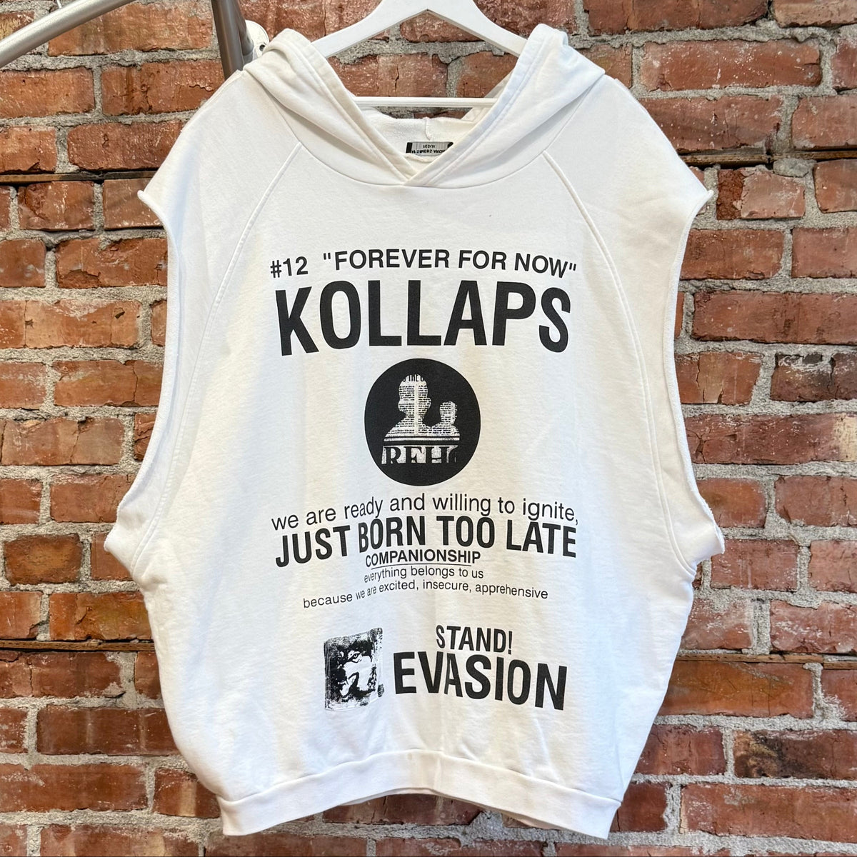 RAF SIMONS ARCHIEVE REDUX KOLLAPS SLEEVELESS HOODIE ‘WHITE’