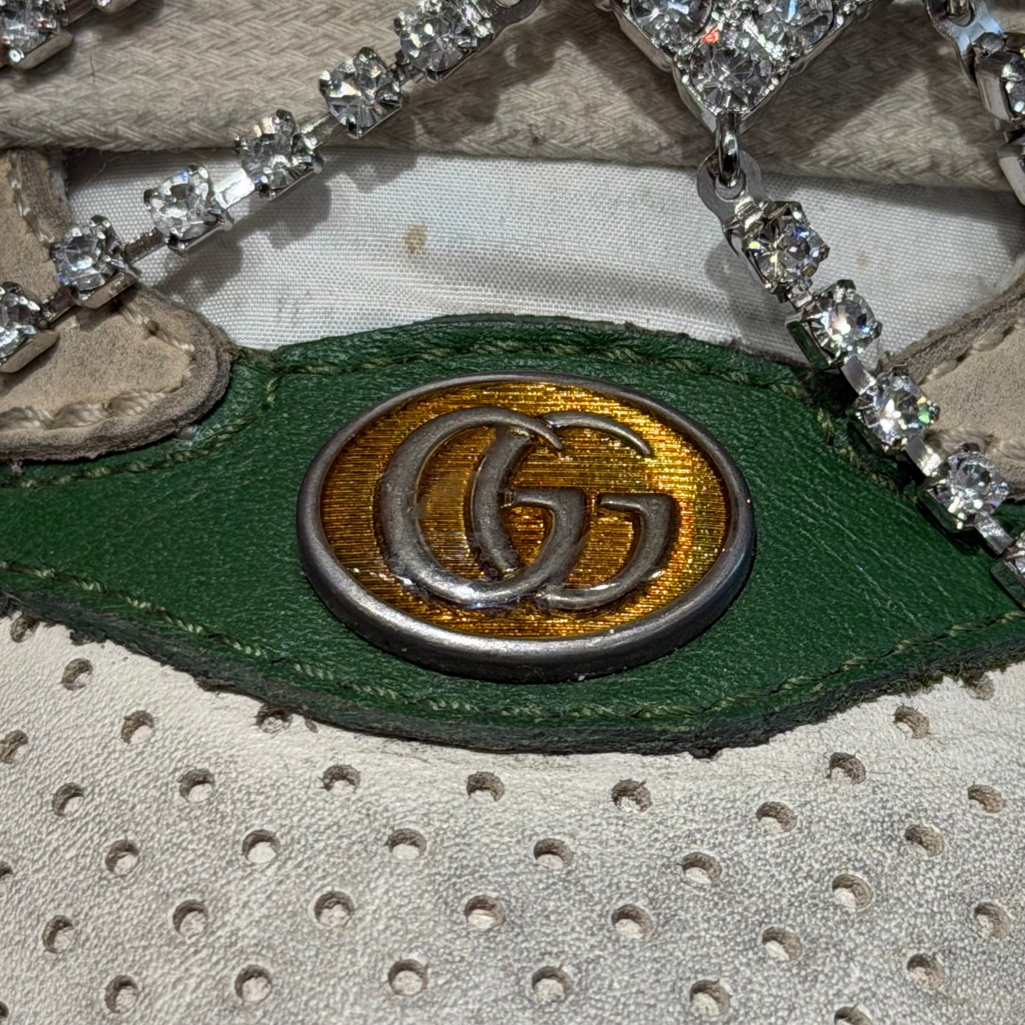 GUCCI SS19 CRYSTAL CHAIN SCREENER SNEAKERS ‘CREAM’