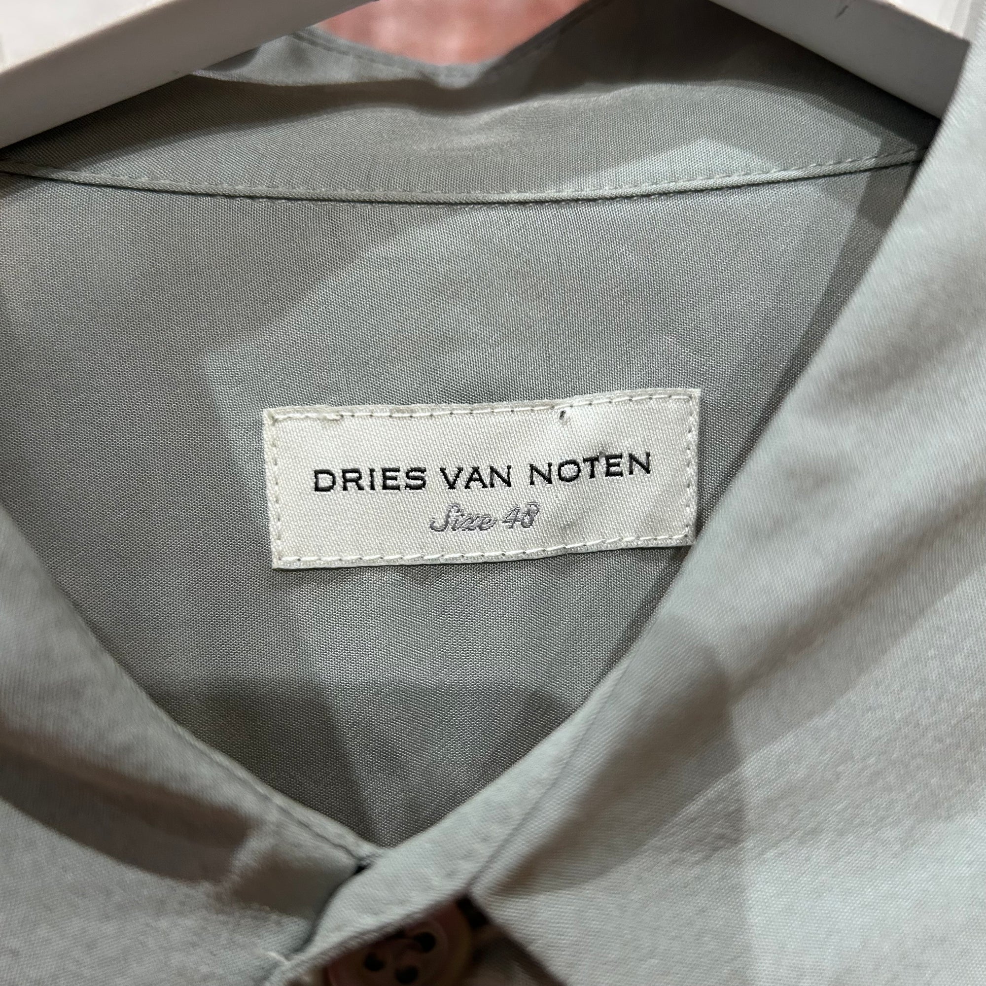 DRIES VAN NOTEN SILK STUDDED BUTTON TOP SHIRT 'GHOST'
