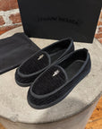 CHROME HEARTS CORDUROY DAGGER SLIPPERS ‘BLACK’