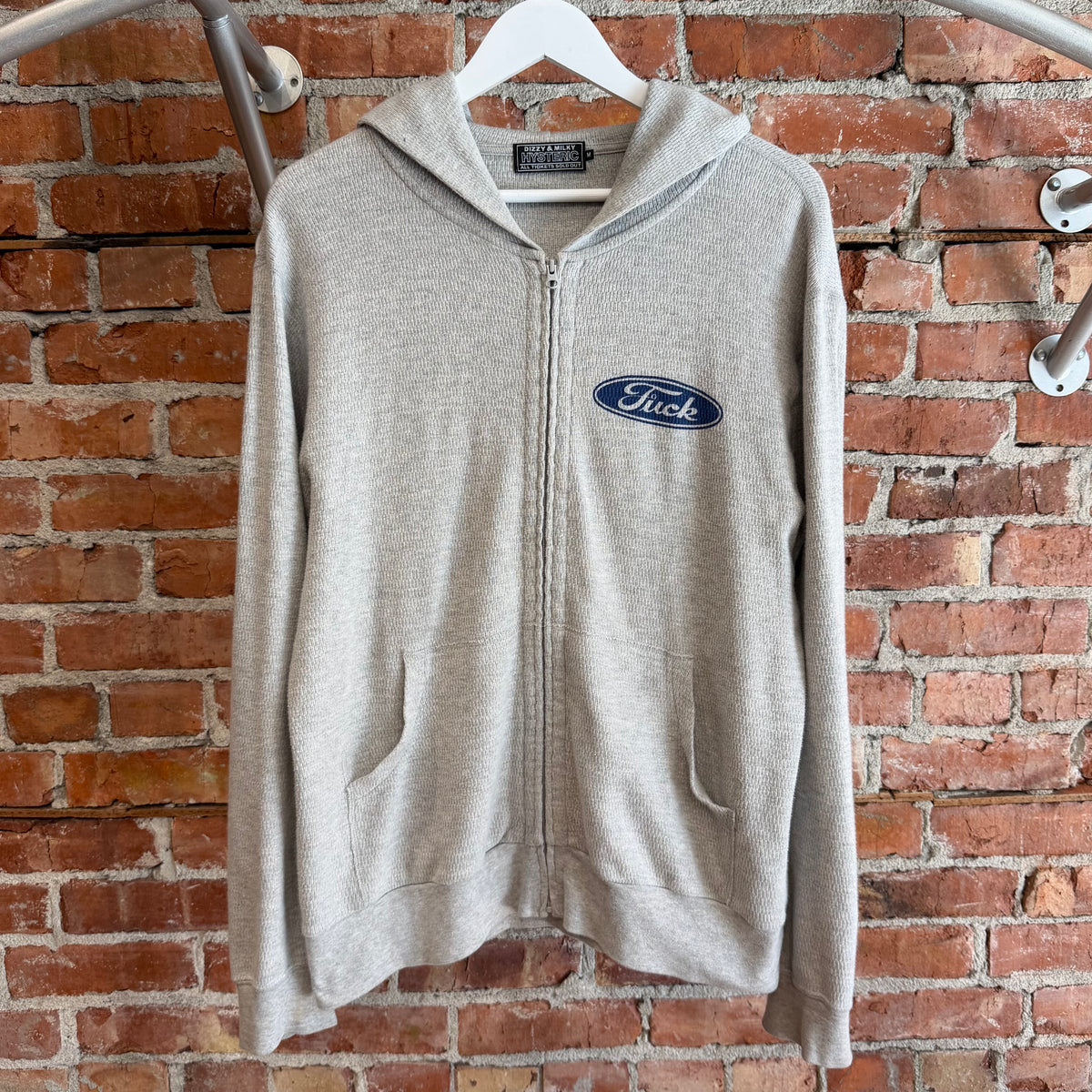 HYSTERIC GLAMOUR F*CK FORD THERMAL ZIP HOODIE ‘GRAY’