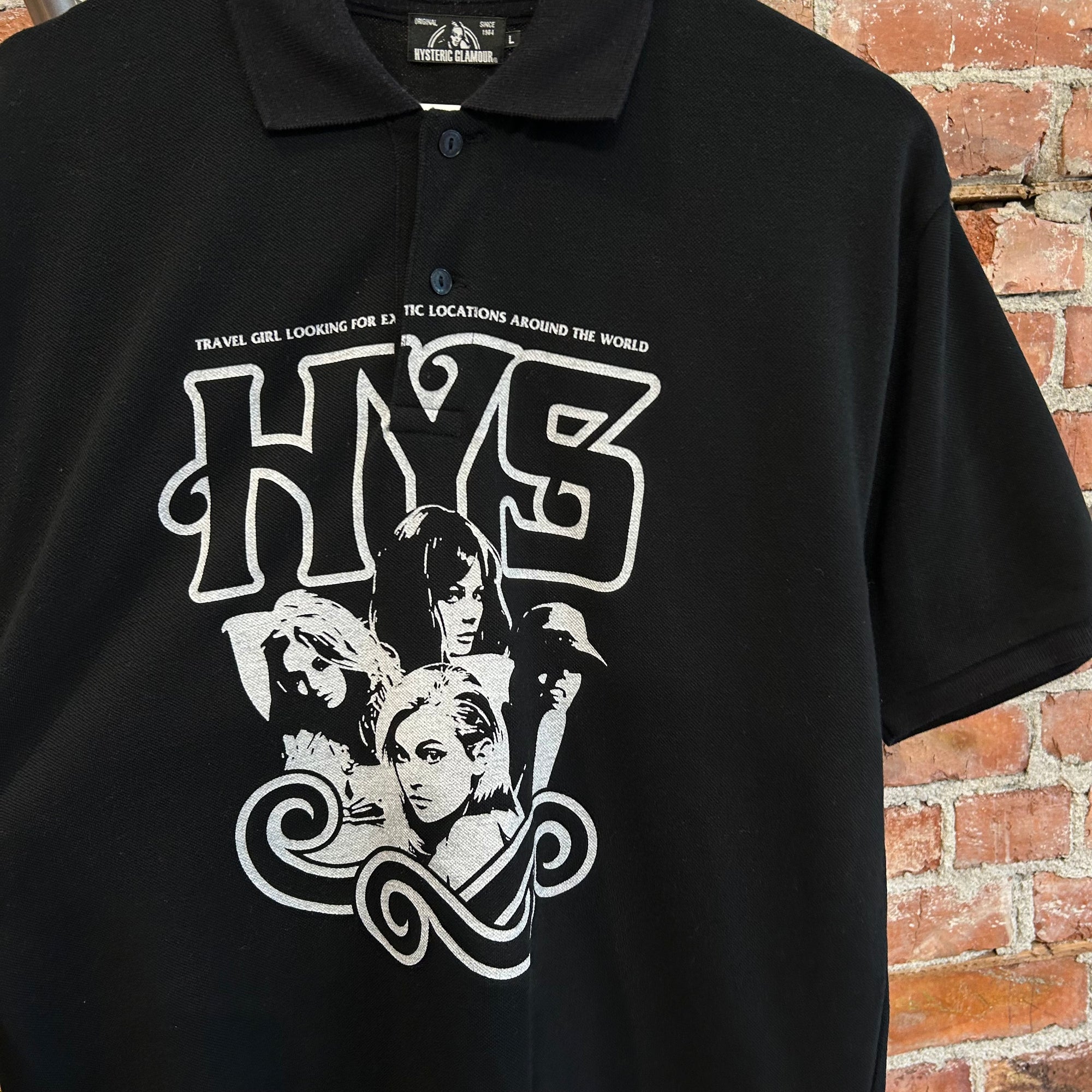 HYSTERIC GLAMOUR HYS ANGELS POLO 'BLACK/WHITE'
