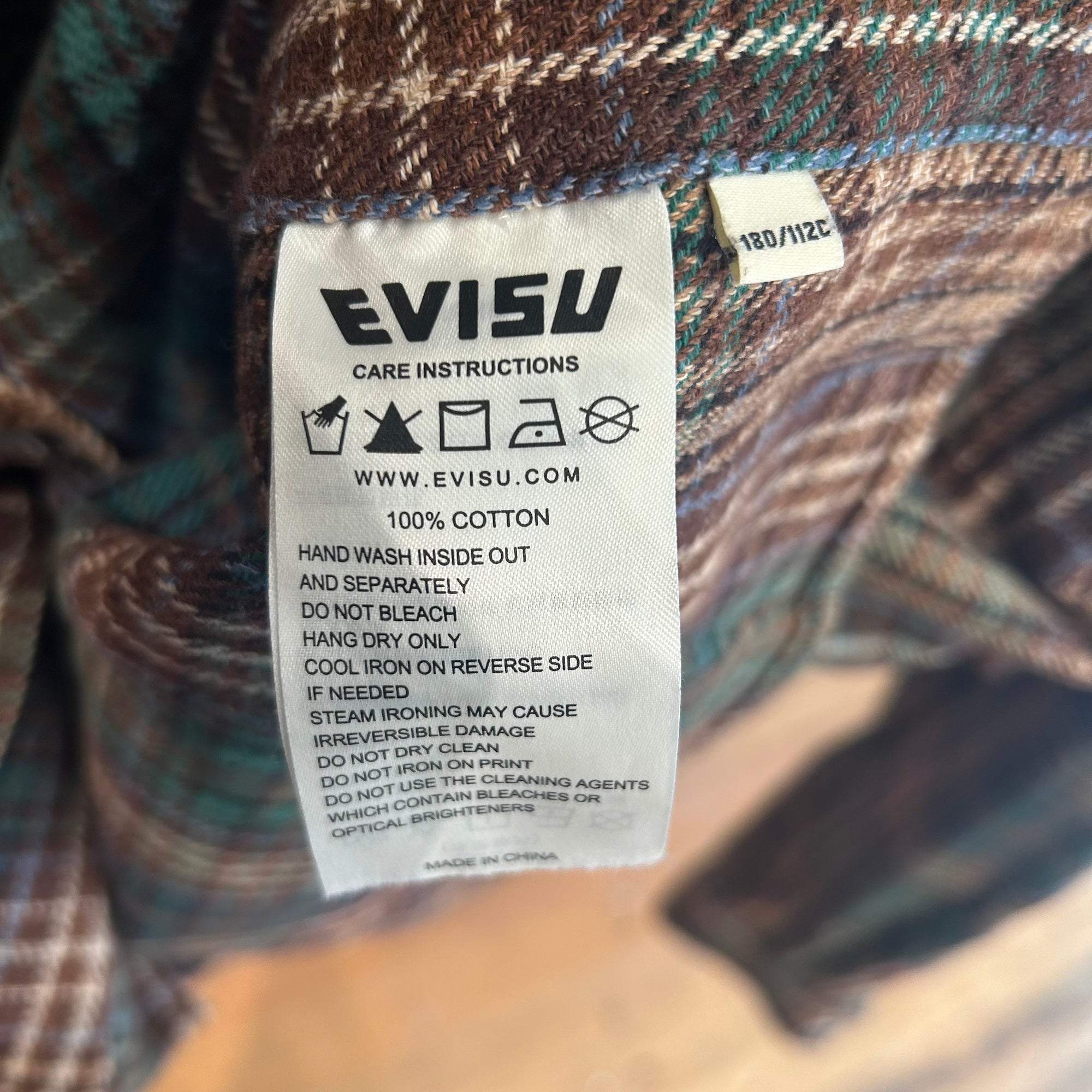 EVISU DISTRESSED FLANNEL 'GREEN'