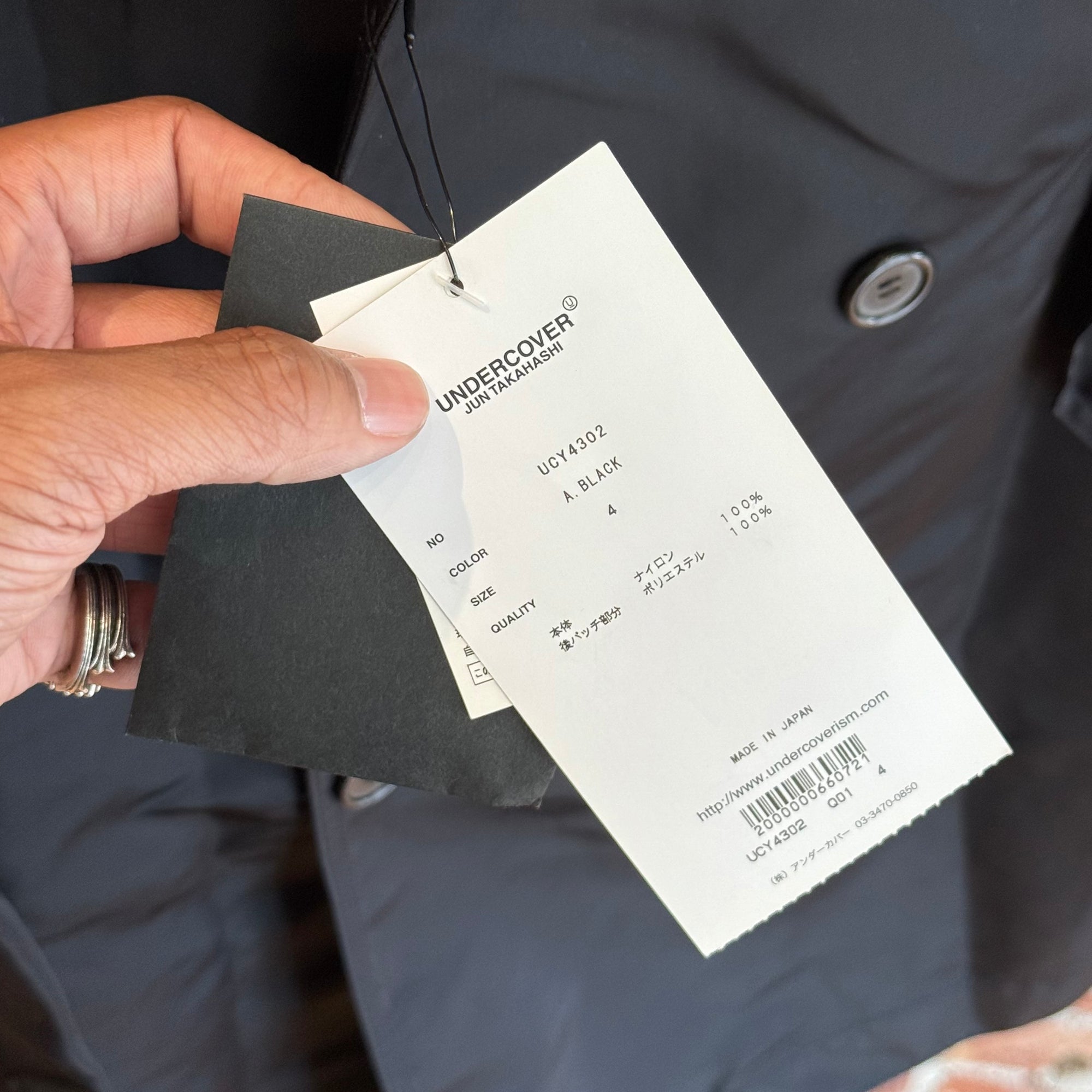 UNDERCOVER SS20 CINDY SHERMAN DOUBLE BREASTED TRENCH COAT ‘BLACK’