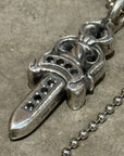 CHROME HEARTS BLACK DIAMOND DOUBLE DAGGER NECKLACE ‘SILVER’