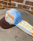 KAPITAL SHERPA EAR FLAP TRUCKER HAT ‘BLUE/BROWN’