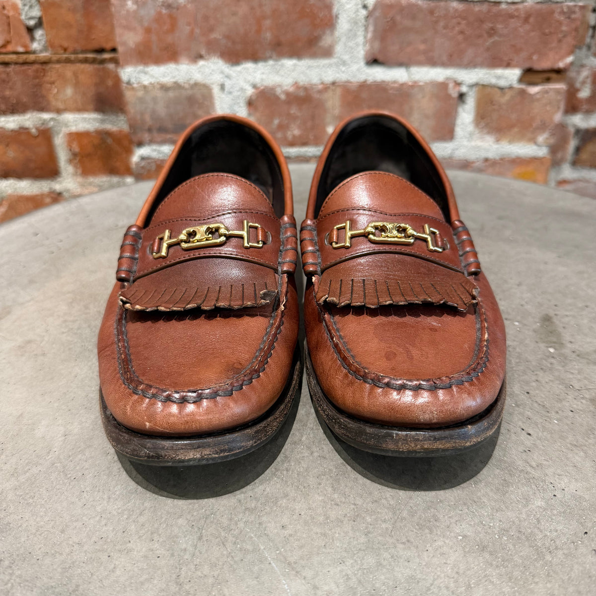 CELINE FRINGE TASSEL LUCO LEATHER LOAFERS ‘BROWN’