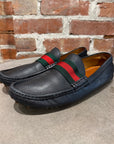 GUCCI WEB STRIPE DRIVING LOAFERS ‘BLACK’
