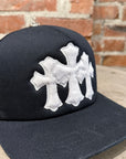 CHROME HEARTS TRIPLE PONY HAIR CROSS PATCH TRUCKER ‘BLACK’