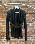 RICK OWENS WMNS LEATHER STRUTTER JACKET ‘BLACK’