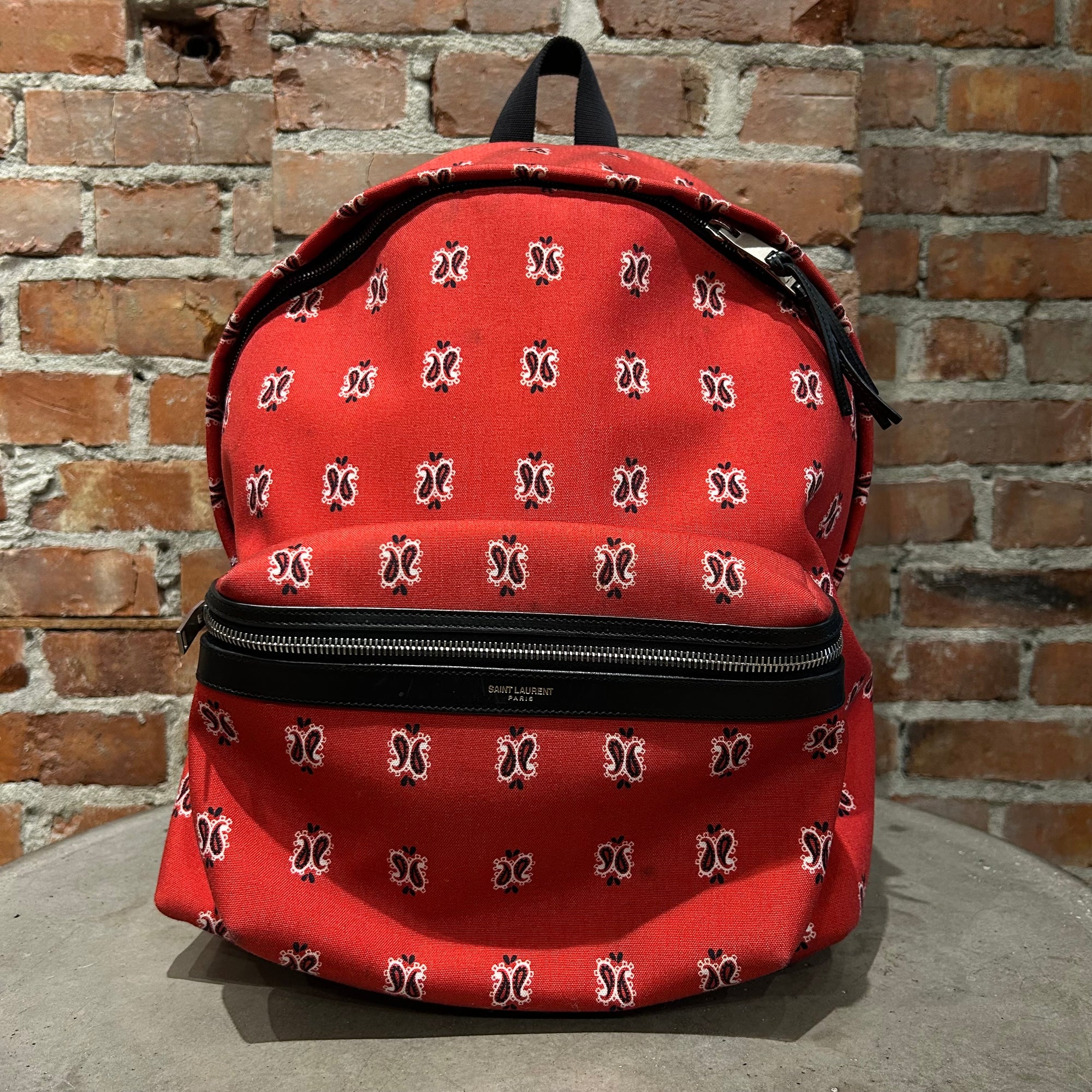 SAINT LAURENT SS15 PSYCH ROCK PAISLEY BACKPACK ‘RED’
