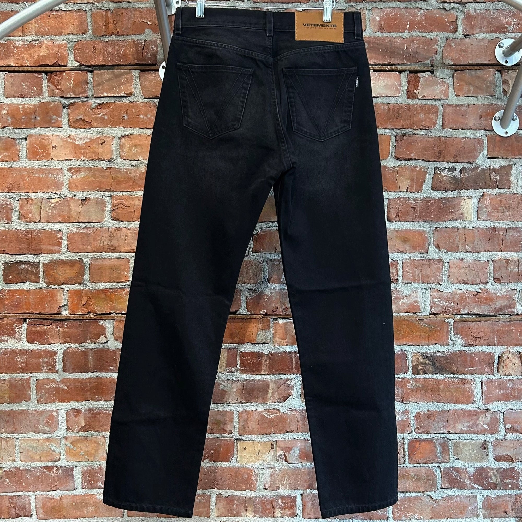 VETEMENTS SS19 RHINESTONE EMBELLISHED STRAIGHT DENIM  ‘BLACK’