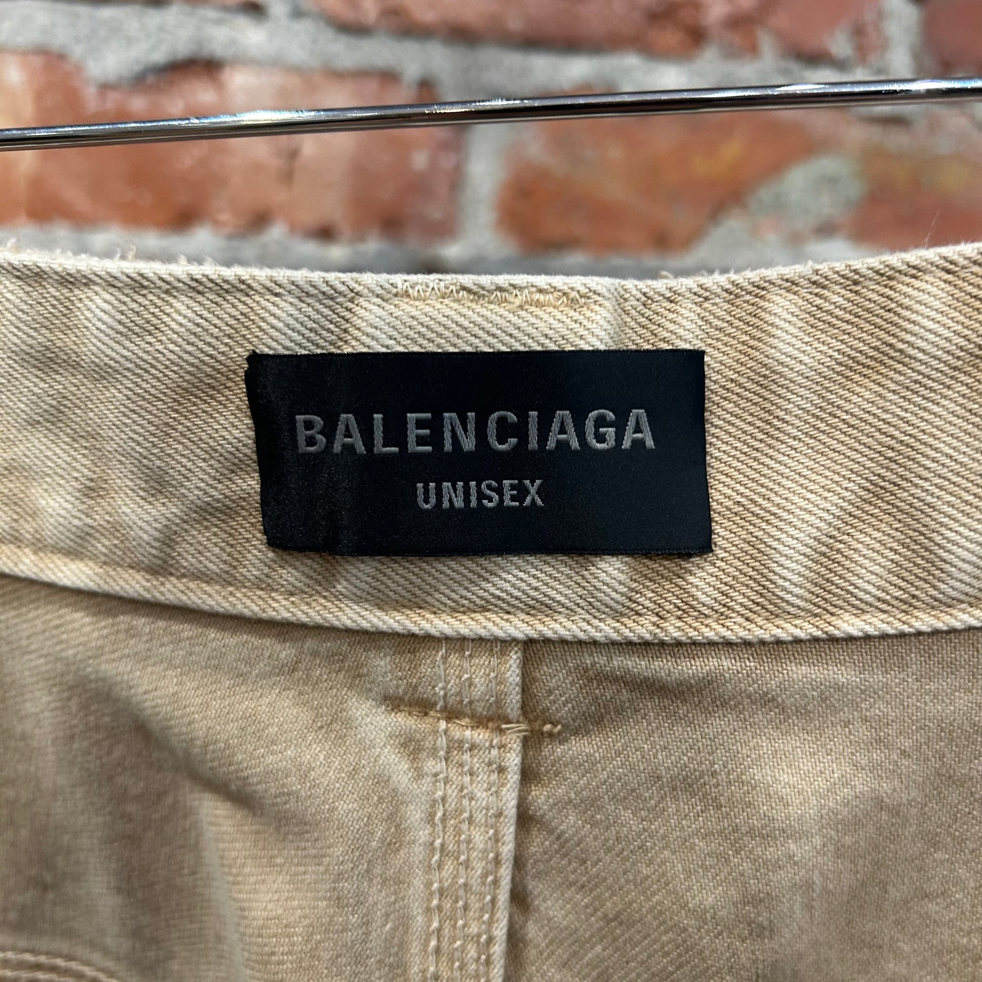 BALENCIAGA FW25 DISTRESSED DOUBLE KNEE CARPENTER PANTS ‘TAN’