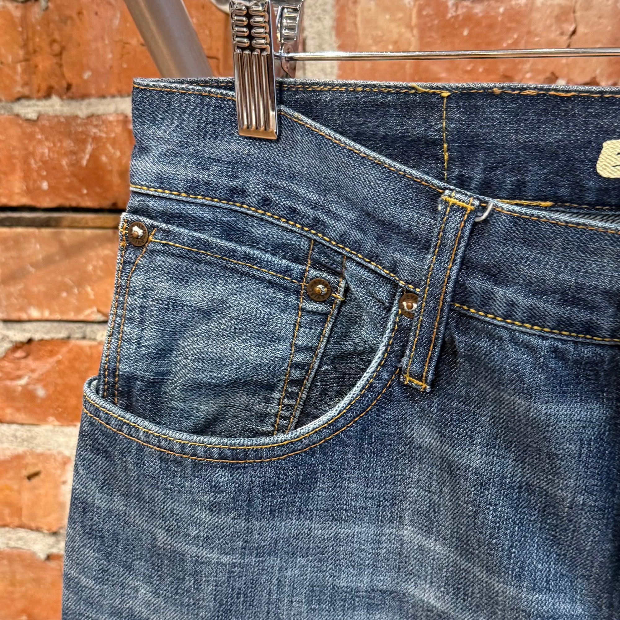 EVISU GENES THIN GULL SLIM STRAIGHT DENIM ‘FADED INDIGO/WHITE’