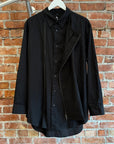 YOHJI YAMAMOTO GROUND Y DOUBLE LAYERED BUTTON UP ‘BLACK’