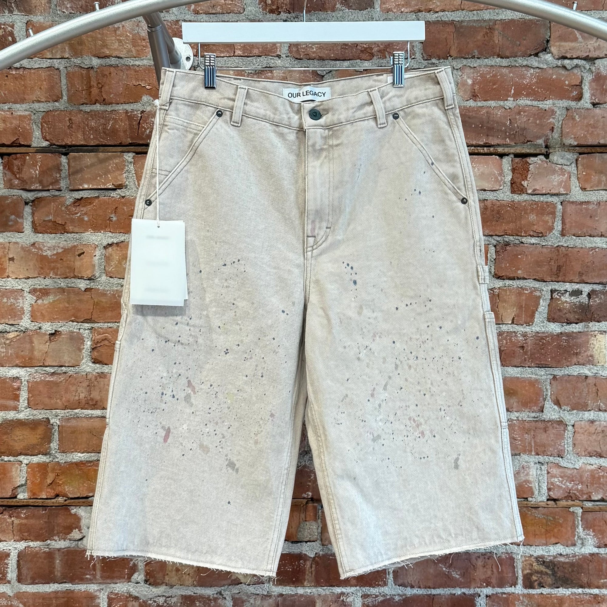 OUR LEGACY PAINTER JOINER CAPRI CUT SHORTS ‘SAND’